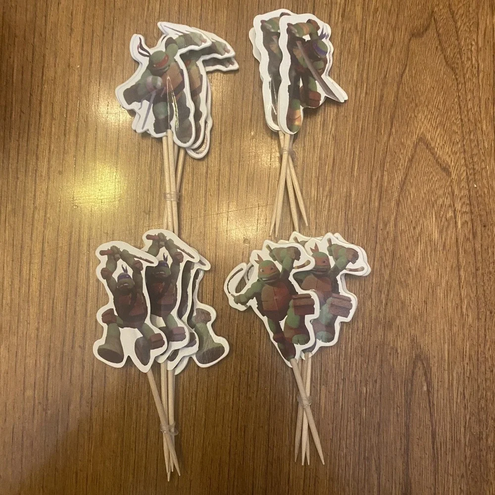 16 Pcs, Teenage Mutant Ninja turtles Cupcake‎ Toppers Birthday Party Supplies